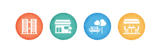 与城市生活相关的图标。向量符号说明。图片下载