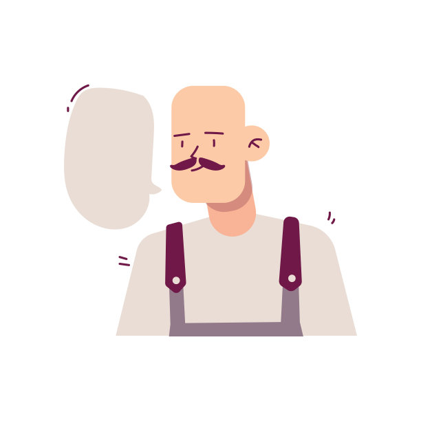 光头男人与空心气球对话矢量插画图片下载