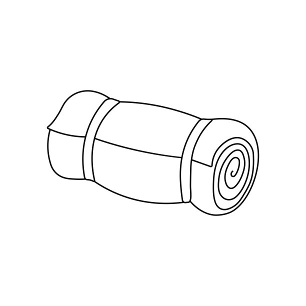 手绘的孩子绘制卡通矢量插图睡袋图标隔离在白色背景上图片下载