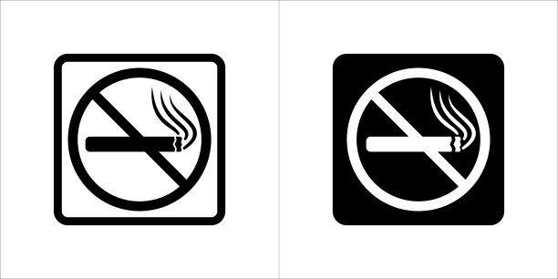 禁止吸烟厕所矢量图标。厕所标志。WC的象征。在方形符号矢量插图。黑白两色图片下载