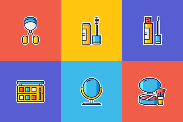 美丽，身体护理和化妆品相关的向量组线性平面图标和信息图形设计元素图片下载