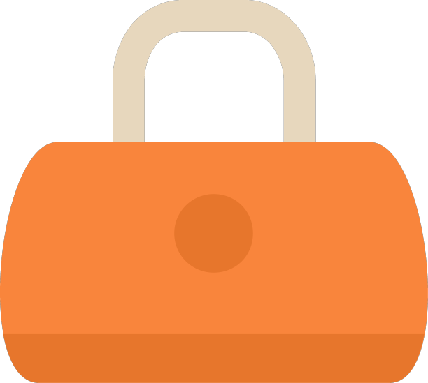 橙色皮革包图标平坦的风格图片下载