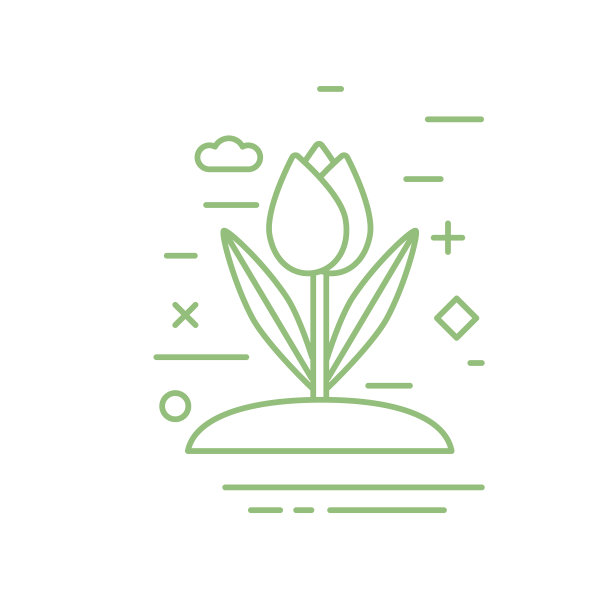 可爱的园艺图标在细线风格花图片下载