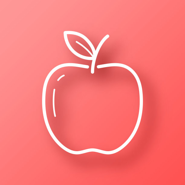 苹果。图标在红色背景与阴影图片下载