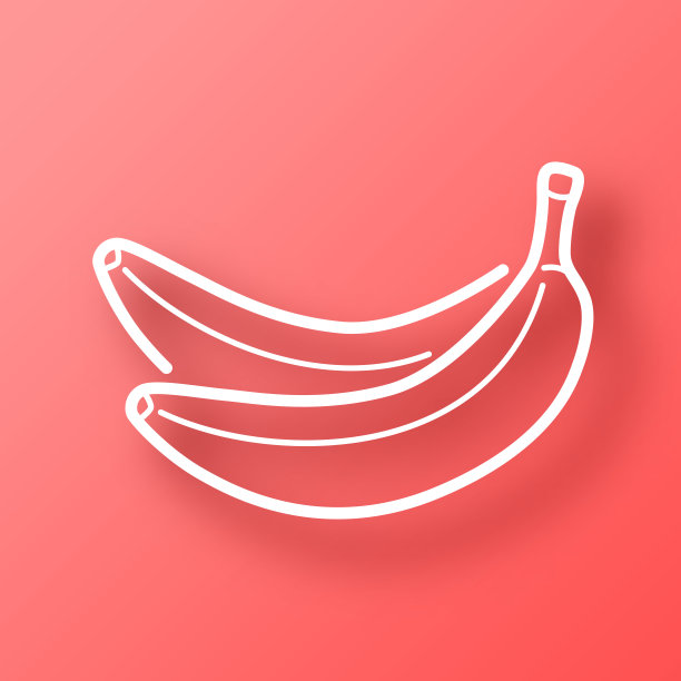 香蕉。图标在红色背景与阴影图片下载