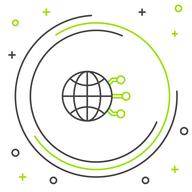 Line Global技术或社交网络图标孤立在白色背景上。色彩斑斓的轮廓的概念。向量图片下载