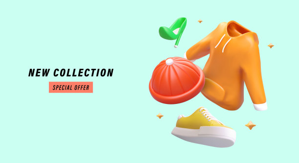 服装店的广告横幅。新收藏，特价优惠图片下载