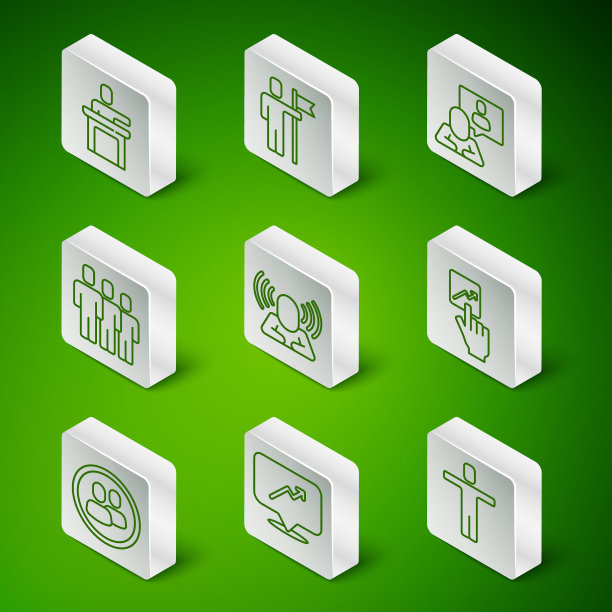 设置线猎头，图表，时间表，图表，演讲者，用户组，组长，项目团队基地和图标。向量图片下载