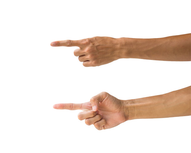 剪辑路径手势孤立在白色背景。用手做第一手势或符号手势。前后手指手势。图片下载