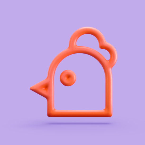 动物3d图标，单色轮廓鸡3d图标，单色，3d渲染图片下载