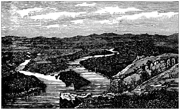 美国，蒙大拿地标和公司的古董插图:密苏里河的三岔口图片下载