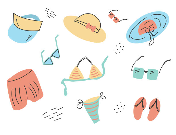 夏天,配件。在白色背景上孤立的平面图像的现代矢量设计。图片下载