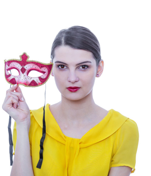 戴着哥伦比亚威尼斯面具的女人图片下载