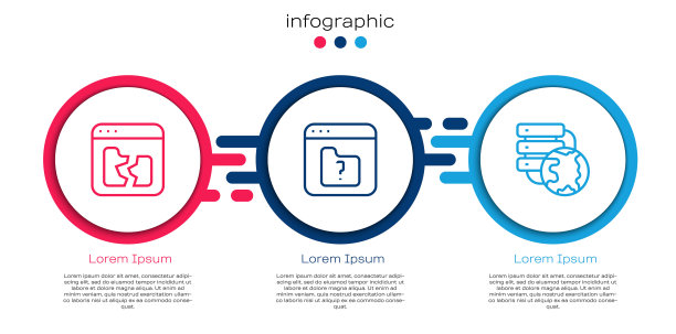 设置行断文件，文件丢失和网络云连接。业务信息图表模板。向量图片下载