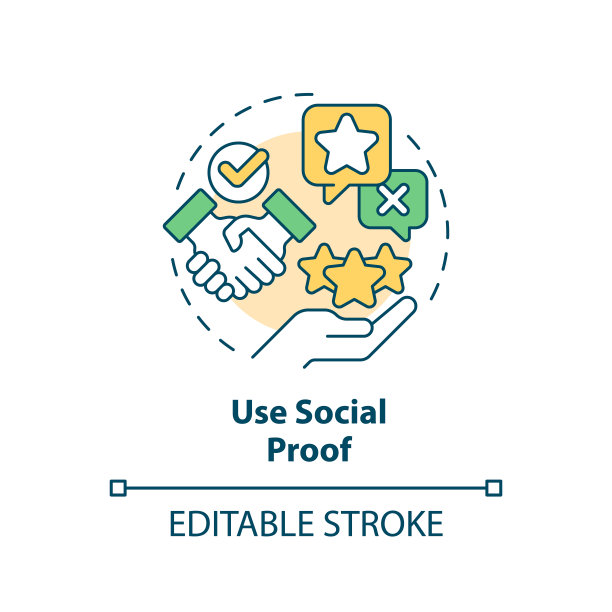 使用社会证明多色概念图标图片下载