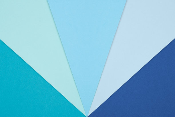 抽象几何平面铺淡蓝色和绿松石彩色纸纹理极简的背景。最小几何形状和线条模板。图片下载