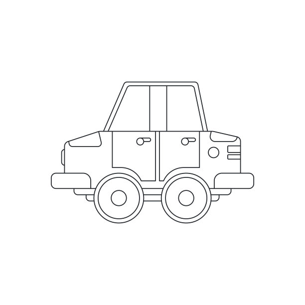 线矢量图标与玩具车。引人入胜的互动玩具，激发创造力和想象力。专为儿童设计。鼓励玩耍时间，用流行的儿童玩具点燃发现的喜悦。图片下载