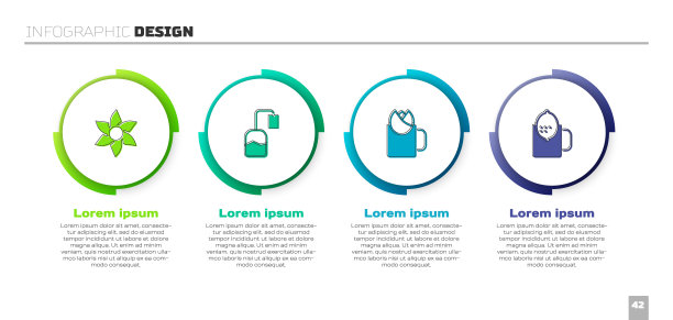 套装花，茶包，玫瑰和柠檬茶杯。业务信息图表模板。向量图片下载