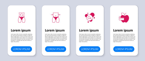 设定苹果和卷尺，钙，女性腰围和新陈代谢。业务信息图表模板。向量图片下载