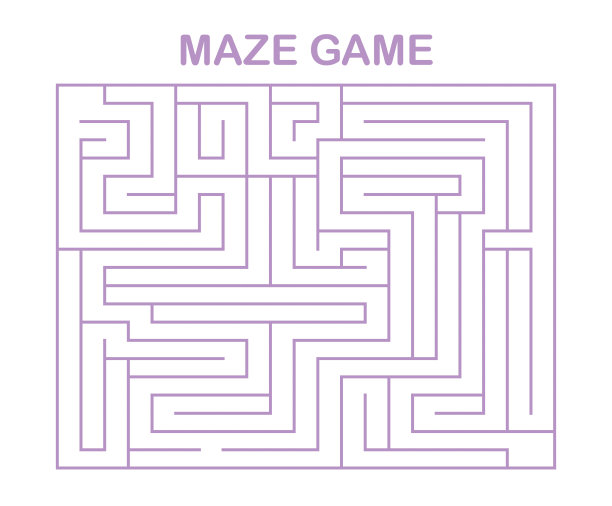 简单的迷宫抽象游戏。孩子们的逻辑工作表。图片下载