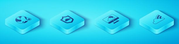 设置等距水滴百分比，天气预报，彩虹与云和图标。向量图片下载