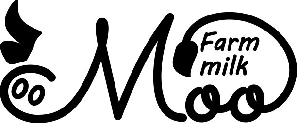 牛奶的标志与奶牛的脸和尾巴。图片下载