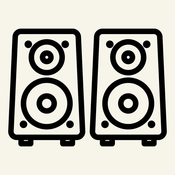 音乐列线图标。声音系统矢量插图孤立的白色。音频扬声器大纲风格设计和应用程序。图片下载