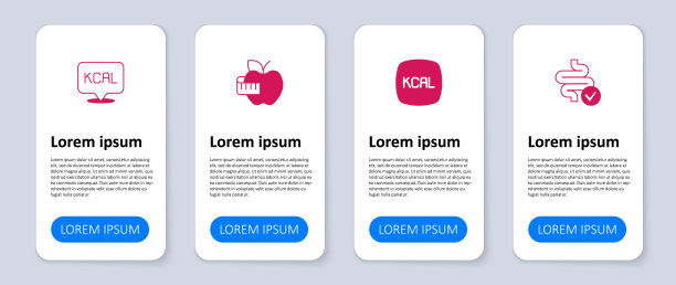 设置肠，千卡，苹果和卷尺和。业务信息图表模板。向量图片下载