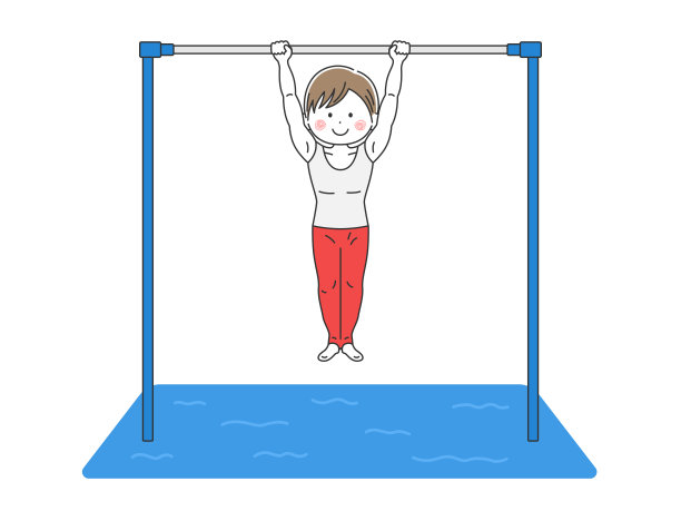 一个男子体操运动员做单杠的插图。图片下载