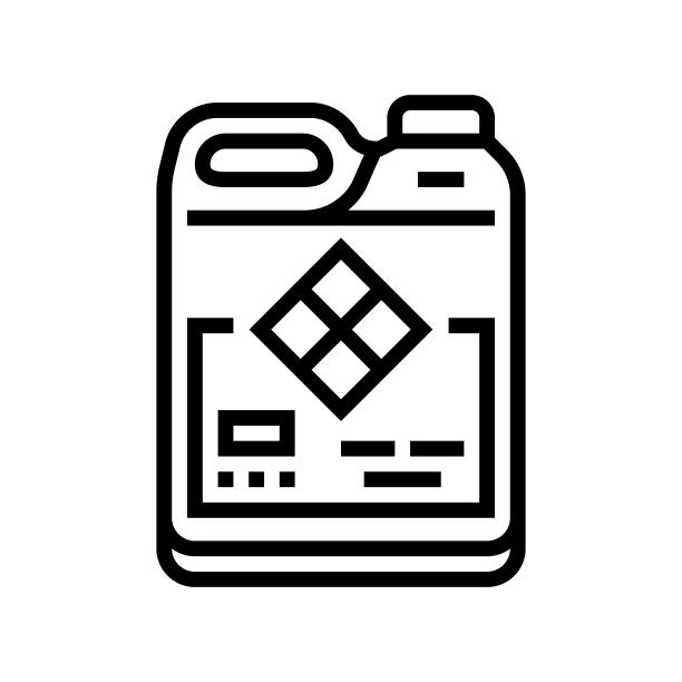 化学清洗工程师线图标矢量插图图片下载