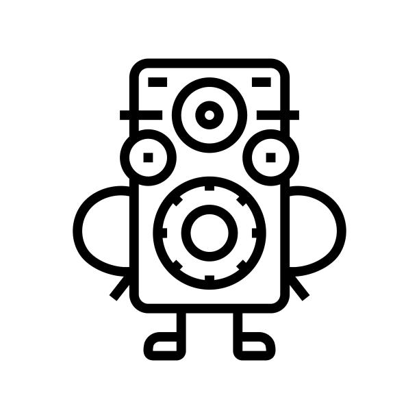 复古音箱角色复古音乐线性图标矢量图图片下载
