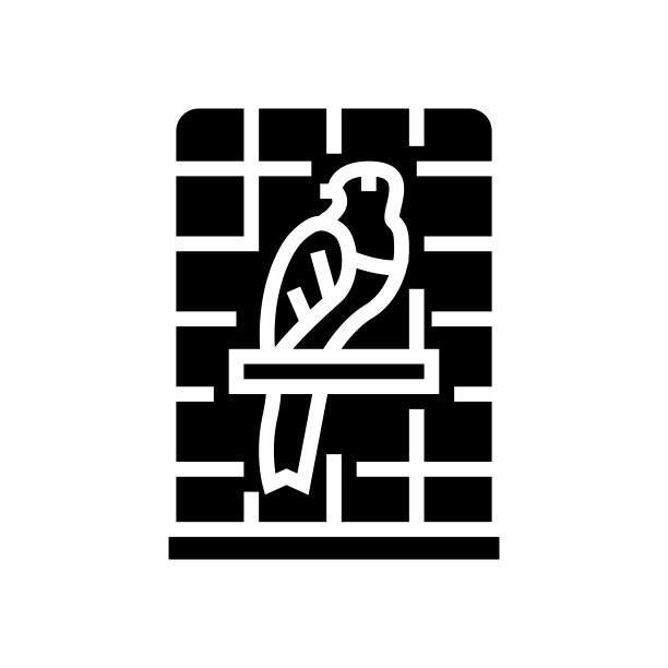 笼鹦鹉鸟字形图标矢量插图图片下载