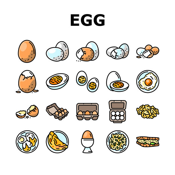 鸡蛋鸡母鸡食品农场图标集矢量图片下载