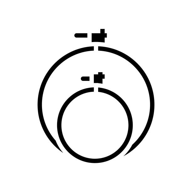 箍盖刺绣爱好字形图标矢量插图图片下载