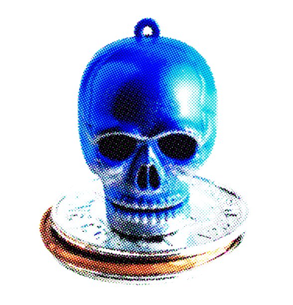 硬币上的蓝色骷髅图片下载