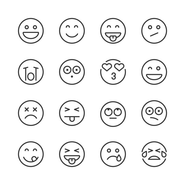 表情符号图标-单线系列图片下载