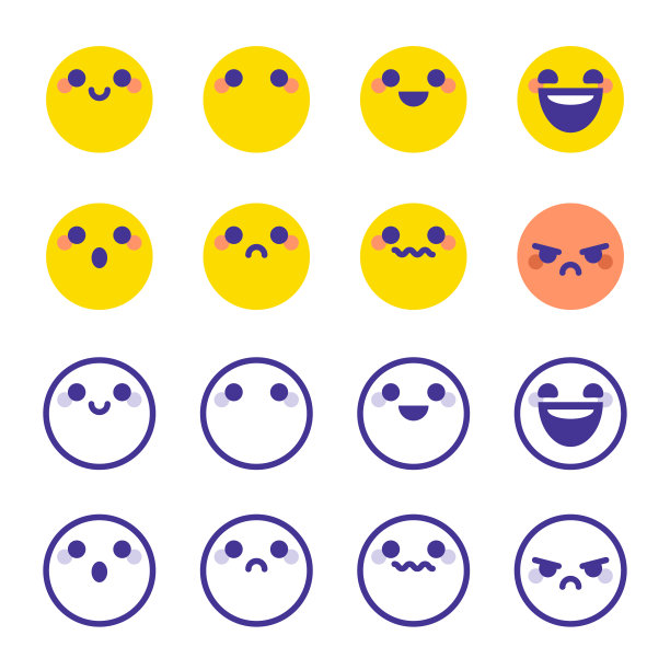 表情符号颜色和蓝色线条图片下载