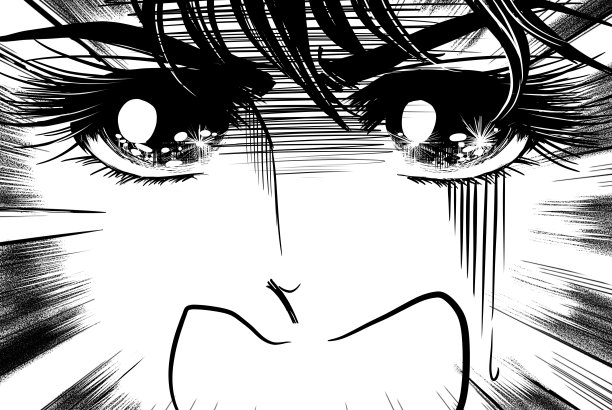 一个苍白的脸和黑色头发的男孩感到恐惧，并对着70年代日本少女漫画中的人大喊大叫图片下载