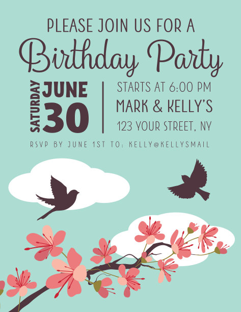 樱花派对邀请模板图片下载