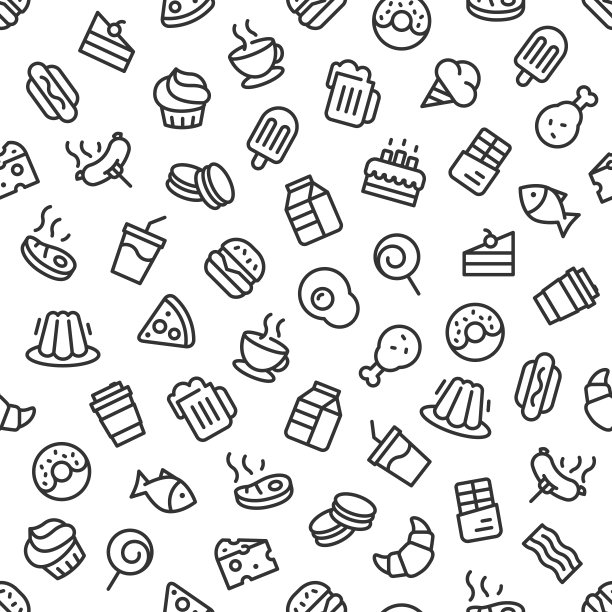 食品无缝图标背景图片下载