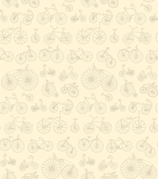复古自行车无缝图案涂鸦背景图片下载