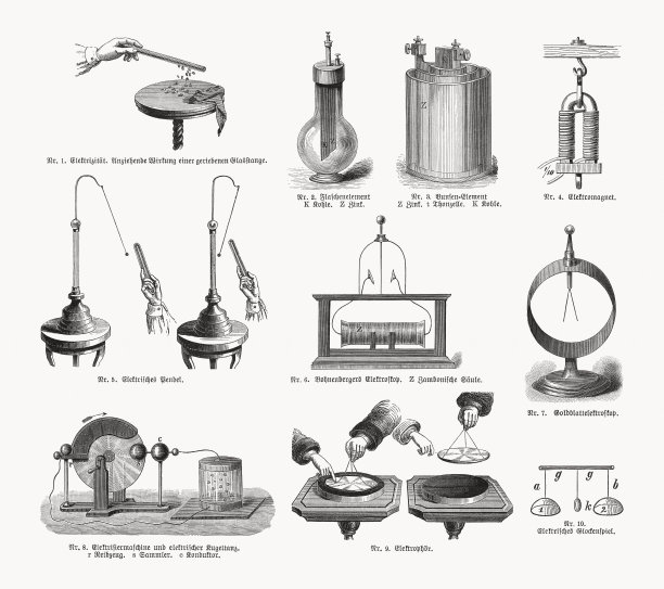 电的早期表现，木刻，出版于1893年图片下载