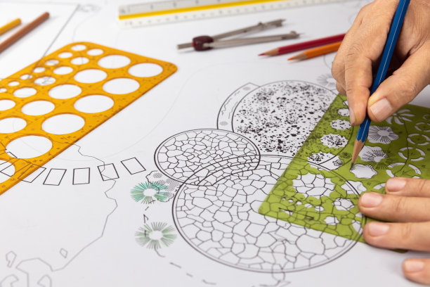 景观设计师学生学习设计后院庭院平面图图片下载