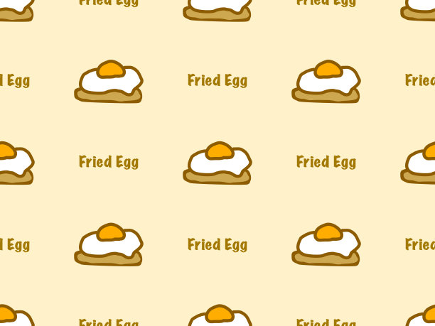 煎蛋无缝图案上的黄色背景。图片下载