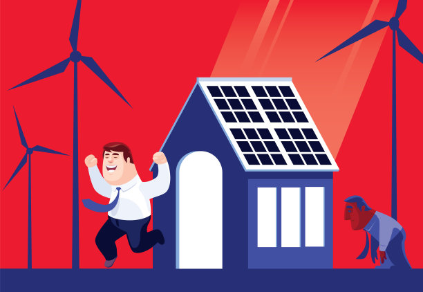 欢呼的人离开太阳能发电站图片下载