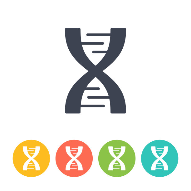 生物化学DNA图标-黑色粗体固体风格向量。健康与医学图片下载