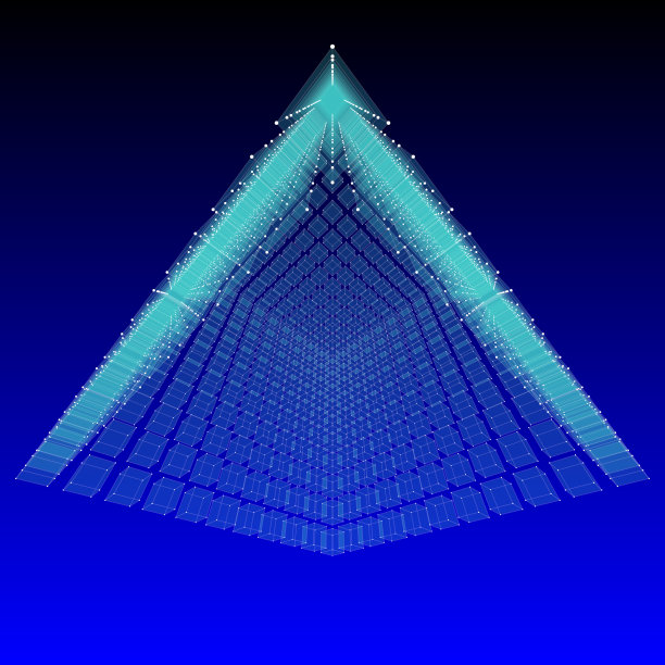抽象空心立方体的底部视图。与视角。图片下载
