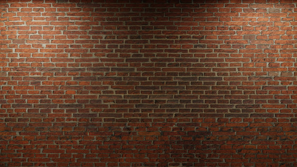 红砖墙。facade的聚光灯。逼真的3D渲染。插图。图片下载