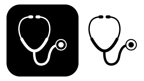 黑白听诊器图标图片下载