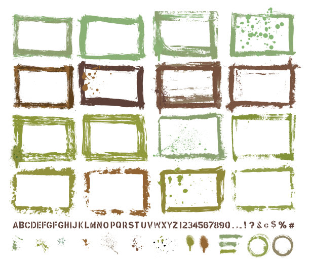矢量手绘纹理边界和油漆喷溅集:艺术家自己的收藏图片下载